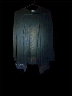 Warehouse One Black Open Knit Hooded Cardigan Sweater - Size XS